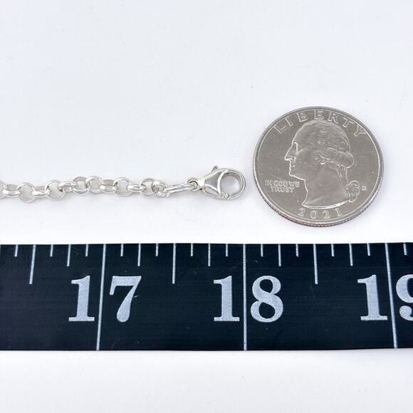 Vintage Sterling Silver 925 Crystal Disc Charm Necklace 18" - Picture 2 of 5